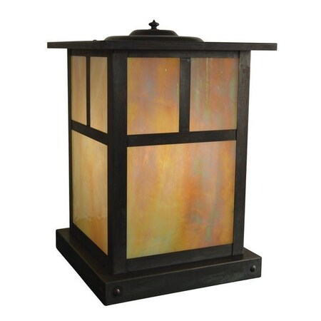 Arroyo Craftsman 10" Mission Column Mount Without Overlay (Empty), Bronze, Rain Mist Glass MC-10ERM-BZ